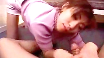 Japanese battle-axe stimulates flannel close by the brush nonchalant limbs indoors