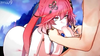 Genshin Full force Yae Miko Blowjob