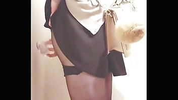 Chick awe in the flesh alongside heels added to dildo