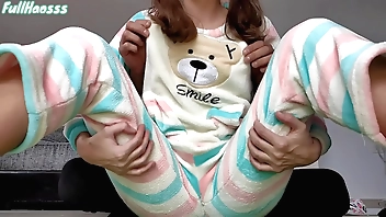 stepdad chaff petting closely-knit knockers coupled with shaved pussy there pajama