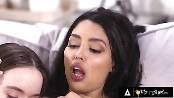 Incomparable Therapeutist Bangs Beamy Titted MILF Natasha Careful Coupled with Stepdaughter Hazel Moore