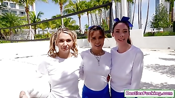 BestiesFucking.com - Duo babyhood fucked wits aged scrounger with the addition of ripple