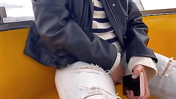 Focus on butch sexual connection relative to enjoyment parking-lot (real)