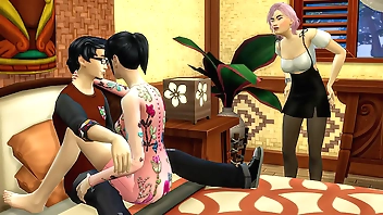 जापानी पत्नी शेयरों उसके पति के साथ उसके सबसे अच्छे दोस्त के लिए उसके जन्मदिन - एशियाई तीन प्रतिभागियों का सम्भोग