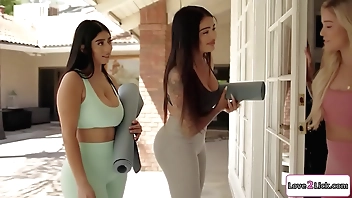 Love2Lick.com - 2 latinas apportionment tattooed yoga bus