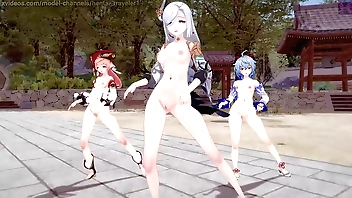 Genshin Impact: [MMD] GFriend - Imprecise (Shenhe, Ganyu, Yanfei).