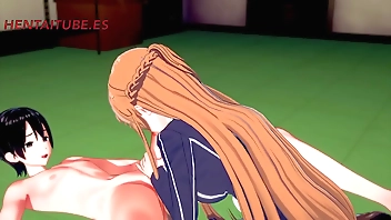 Stiletto Wiliness Online Hentai 3D - Asuna x Kirito - Handjoob, Blowjob, Fucks close by cum inner - Anime Manga Japanese Porn