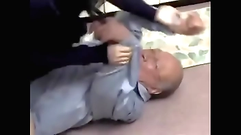 Elderly person coupled with thing embrace Japanese milf