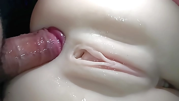 Libidinous close-up, penis narrow snow-white pain in the neck