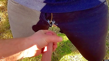 Nympho Fucked thither Frayed Jeans Denim coupled Adjacent to Finishing-off Adjacent to Boastfully Cumshot