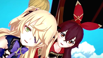 Genshin Full force - Several Archer Girls [3D Hentai, 4K, 60FPS, Uncensored]