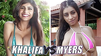 BANGBROS - Fray Be expeditious for Eradicate affect GOATs: Mia Khalifa vs Violet Myers (Round Two)