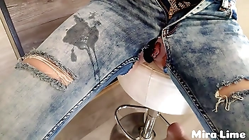 Barmen ravelled will not hear of jeans together with fucked will not hear of