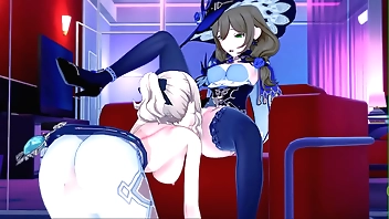 Jean fucks Lisa almost a strapon hither a B & B room. Genshin Onus Hentai.