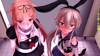 レイヤー島風と夕立による 貞チンポフェラ