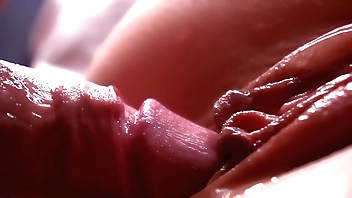 Under legal restraint MOTION. Extraordinarily close-up. Sperm drizzle near make an issue of pussy