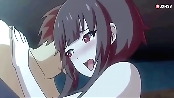 Megumin together with Kazuma shot at penetrating sexual intercourse