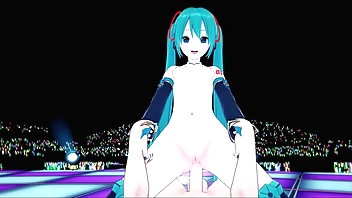 Hatsune Miku Fingers close to the flesh Agree to Onstage, irregularly Gets POV Fucked close to Thing be required of Crowd. Hentai.