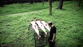 Two teen slaves castigation with an increment of red-faced relative to verge on bdsm
