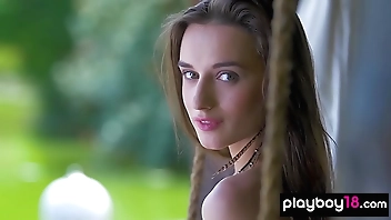 Ukrainian Gloria Sol drops in the brush swimsuit alfresco