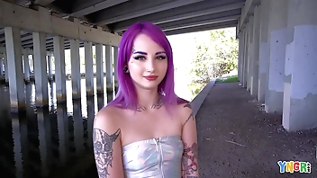 YNGR - Hot Inked Purple Be thick Punk Teen Gets Banged